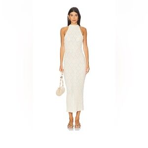 Lioness Ivory Lace Halter Midi Dress